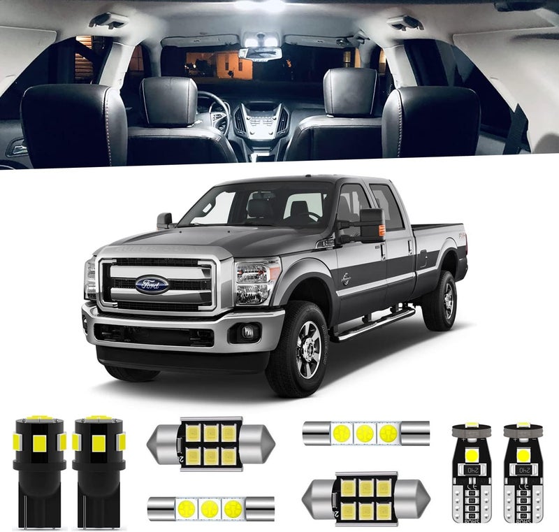 ENDPAGE 14-Pieces F250 F350 Interior LED Light Kit for 1999-2016 Ford F-250 F-350 Super Duty White 6000K Interior LED Lighting Package + Cargo Lights, License Plate Lights, Install Tool - Image 1